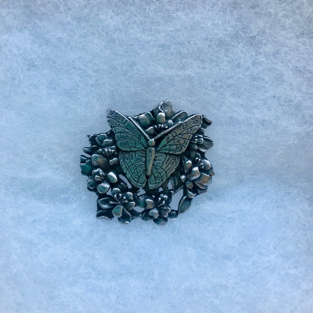 Vintage Birds & Blooms 1998 Limited Edition Silver Brooch